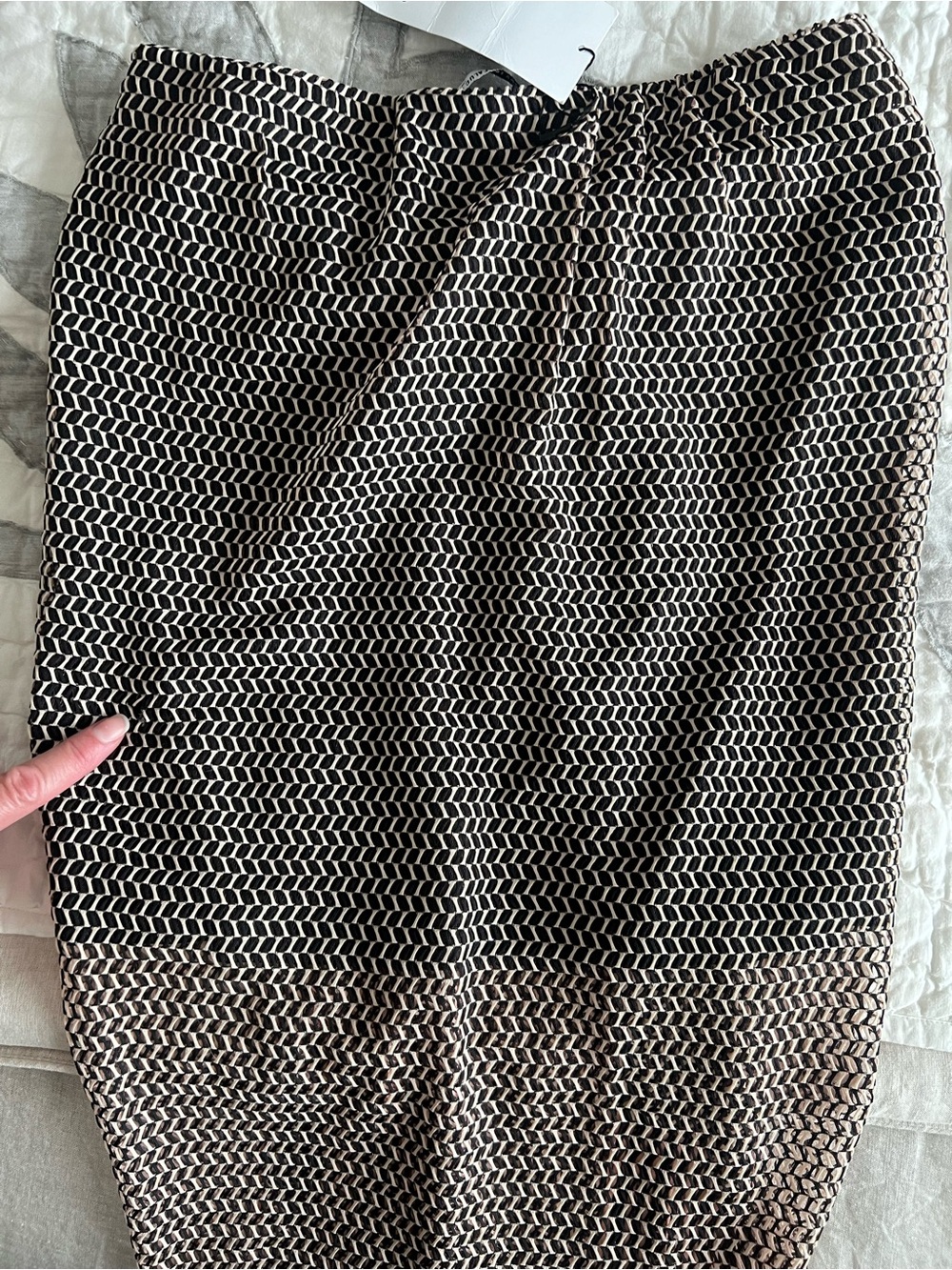 NWT Zara Trafaluc Black & Cream Fringe Midi Skirt Medium - Picture 9 of 10
